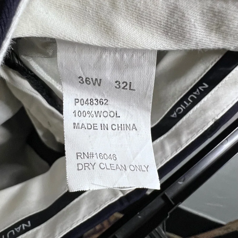 Nautica Mens Navy Wool Dress Pants Size 35W Classic Fit Business Casual Hemmed